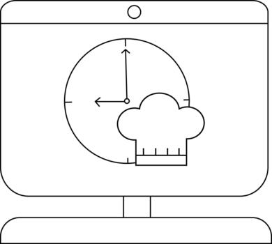 Minimalist Line Art of Cooking Timer on Computer Screen vector
