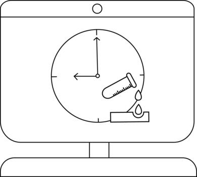 minimalista línea Arte de Ciencias experimentar en computadora pantalla vector