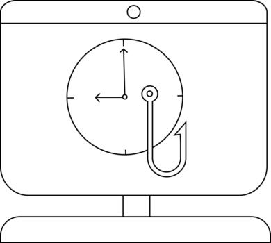 minimalista línea Arte de computadora pantalla con suplantación de identidad concepto vector
