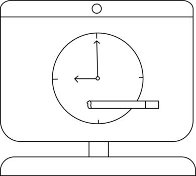 minimalista reloj y cigarrillo ilustración en computadora pantalla vector