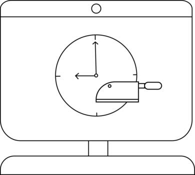 minimalista reloj y cuchilla de carnicero ilustración en computadora pantalla vector