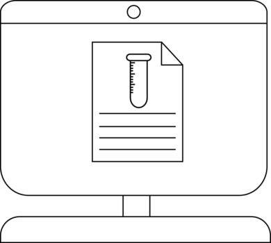 minimalista computadora pantalla con documento icono y prueba tubo gráfico vector