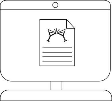 Minimalist illustration of document on computer monitor vector