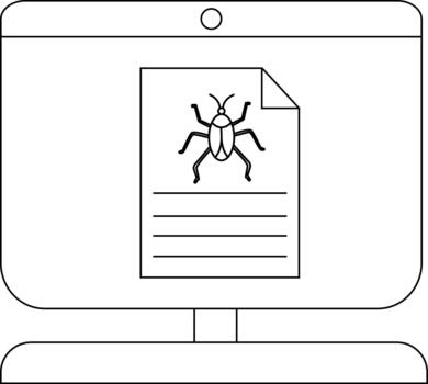 Minimalist illustration of a computer bug report on screen vector