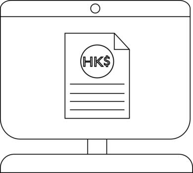 Minimalistic computer screen displaying Hong Kong dollar document vector