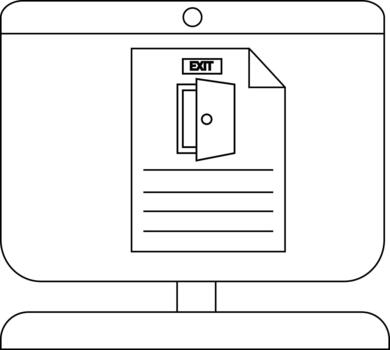 minimalista computadora pantalla con salida documento icono ilustración vector