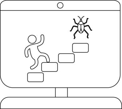 minimalista ilustración de software depuración concepto en computadora pantalla vector