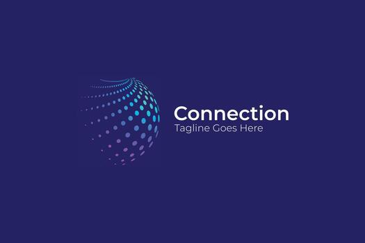 Connection Logo Global Tech Communication Modern Business Data Analytics with Halftone Style Shapes vector