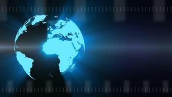 digital jord hologram roterande i Plats med binär koda bakgrund. video