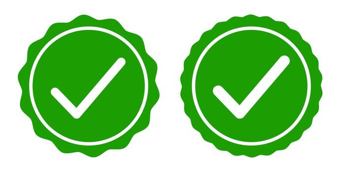 Verification symbol with a check mark. vector