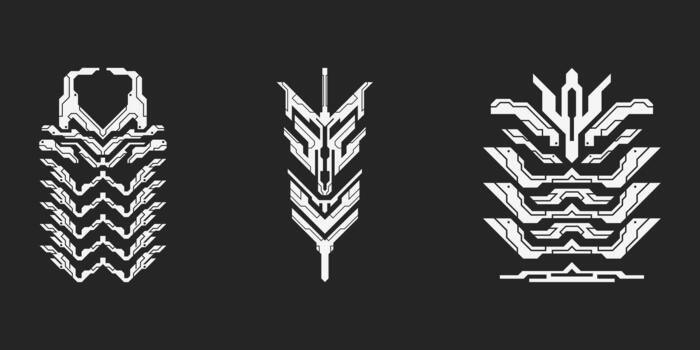 Futuristic cyberpunk tech element set. Sci-Fi interface vector