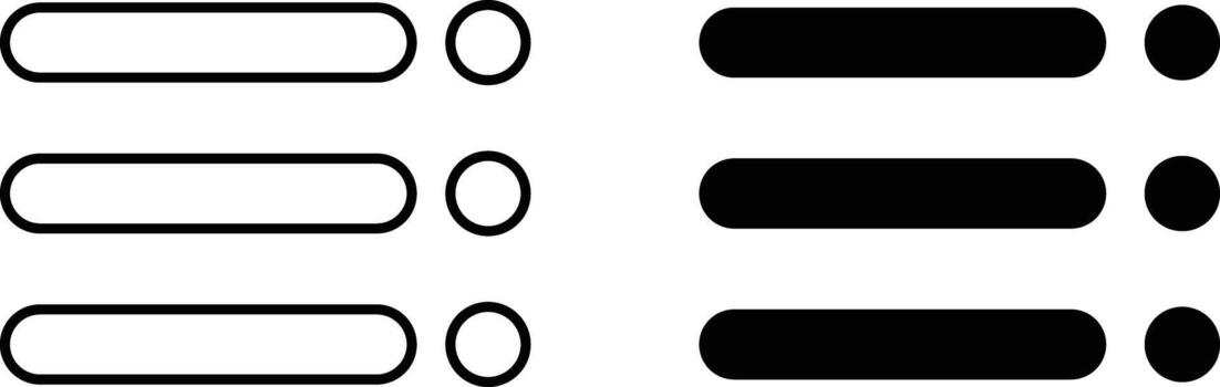 menu icon set. Website navigation symbol. Hamburger web. List menu sign. App burger icons. three horizontal bars. Squares dots and ellipsis vector