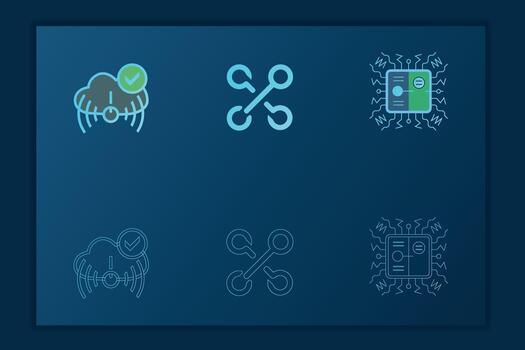 Cloud Network Status Icons Set for System Connectivity And Data Processing vector