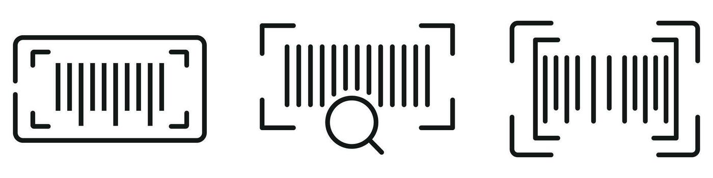 Barcode Scan Icon Set Outline and Minimal Symbols for Retail Inventory and Digital Scanning Design vector