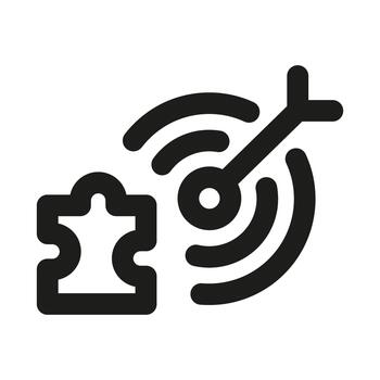 objetivo y rompecabezas pedazo línea icono. profesional minimalista símbolo diseñado como un prima línea icono para objetivo configuración, resolución de problemas, y estratégico planificación vector