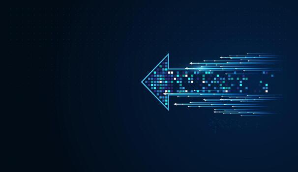 Blue arrow with digital motion effects vector