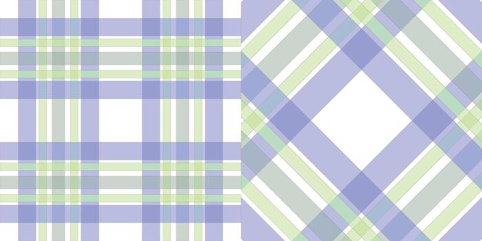Seamless Plaid Tartan Pattern in Straight and Diagonal Layouts Classic Checkered Fabric Design for Textile Fashion Digital Printing, and Background Use Blue Green and White Overlapping Stripe Design vector