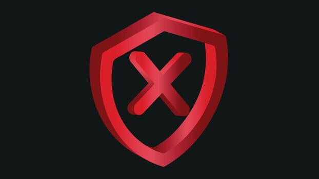 3D Error Shield Icon for Security, Warning, and System Alert vector