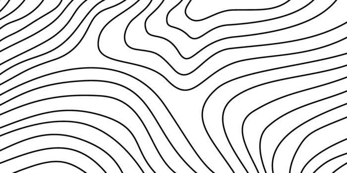 Abstract topographic pattern of flowing black lines on a white background, creating a clean and modern design element for various graphic and digital projects vector