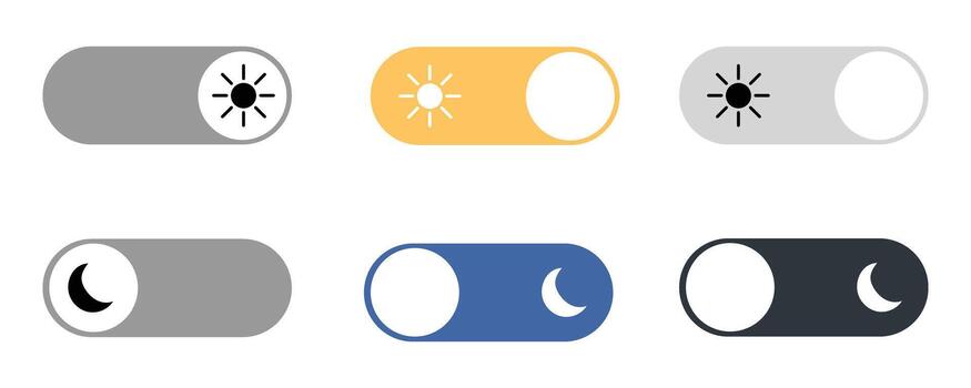 Light and Dark Mode Toggle Switch UI Icons Set vector