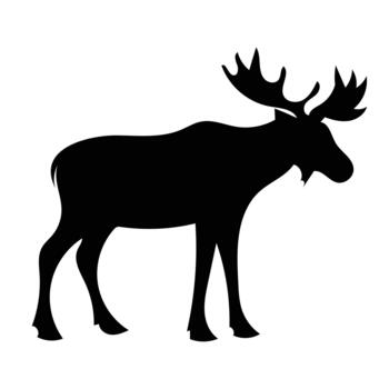 Majestic Moose Silhouette A striking, minimalist silhouette of a moose, its impressive antlers silhouetted against the plain background, creating a bold, memorable image vector