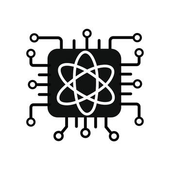 cuántico ai chip icono neural procesador tecnología símbolo vector