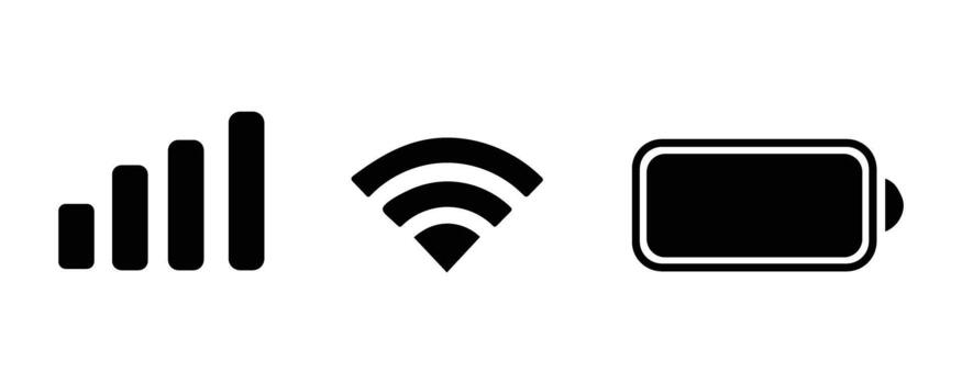 Signal Wifi and Battery Status Icons Set vector