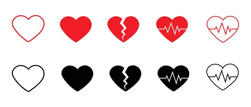 Set of Heart Design Elements with Different Styles on Transparent Backdrop vector