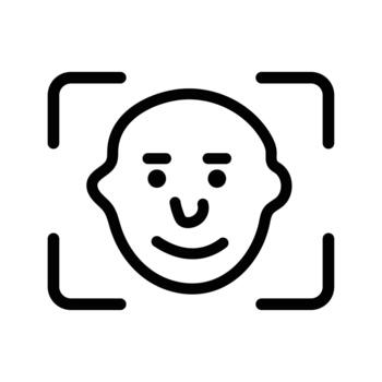 cara reconocimiento escanear icono en negro y blanco en transparente vector