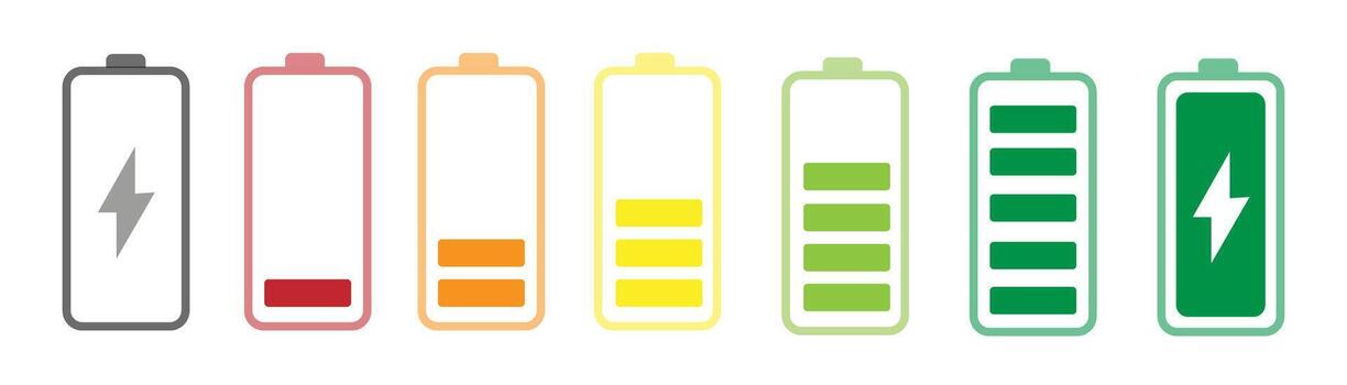 conjunto de batería cargar nivel indicador ilustración en transparente antecedentes vector