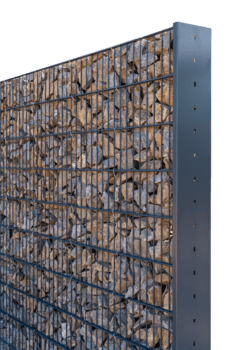 Questo ritagliare elemento Spettacoli un' gabbione recinto struttura fatto di filo maglia pieno con rocce. esso può essere Usato per proprietà confini o paesaggio Caratteristiche nel diverso ambienti png