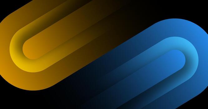 3D blue yellow geometric abstract background overlap layer on dark space with rounded lines decoration. Modern graphic design element contrast style concept for web, art, flyer, card or brochure cover vector