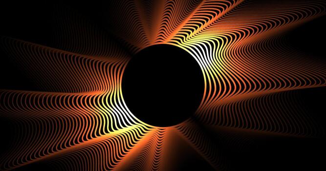 3D golden circle lines abstract background overlap layer on dark space with waves effect decoration. Modern graphic design element stripes style concept for web, poster, flyer, card, or brochure cover vector
