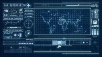 futuriste global Les données réseau interface avec monde carte et numérique éléments. video