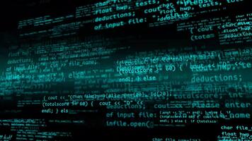 astratto digitale codice ruscello un' dinamico Schermo di programmazione linguaggio e dati fluire. video