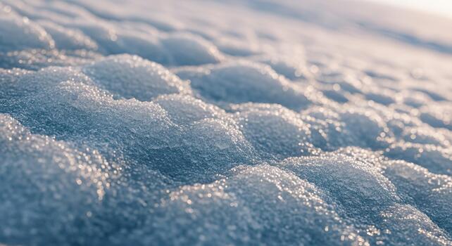 Macro Close up of Textured Melting Snow or Ice Surface with Sunlight Glare photo