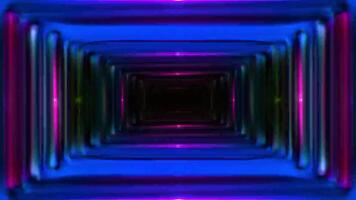 raggiante neon rettangolare tunnel ciclo continuo con mutevole colori. video