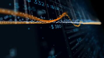Glowing financial data graph animation with dynamic market analytics. video