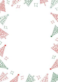 Christmas frame with trees in sketch style vector