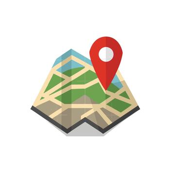 Folded city map with red location pin marker isolated on white background vector