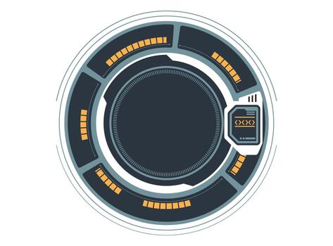Futuristic dark HUD circle progress bars technical interface elements High tech digital background vector