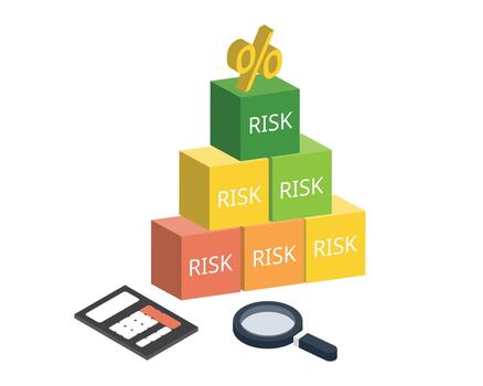 Calculative risk is smart risk calculator that quickly evaluates potential risks, analyzes impact levels, and provides instant insights for better decision making vector