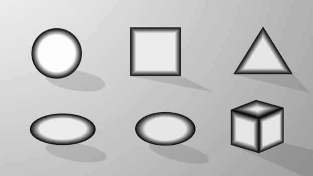 Basic geometric shapes circle, square, triangle, ellipse, and cube vector