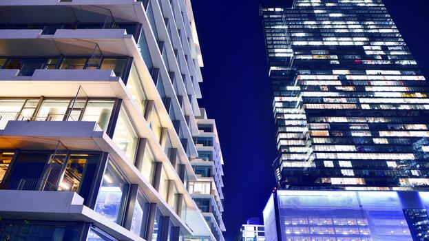 a tall building with many window photo