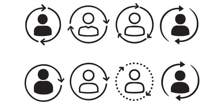 User Profile Rotation Icons for Software and Applications vector