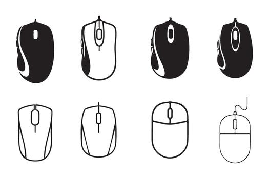 computadora ratón silueta ilustraciones para diseño y tecnología proyectos vector