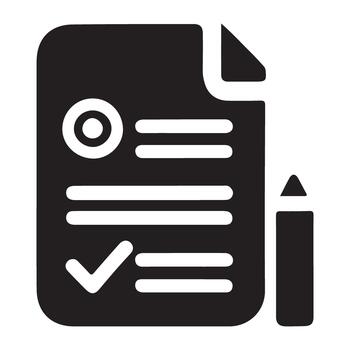 sencillo papel con garrapata y bolígrafo icono para tarea administración vector