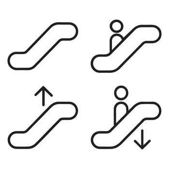 Simple Escalator Pictogram Signage Image Design Set vector