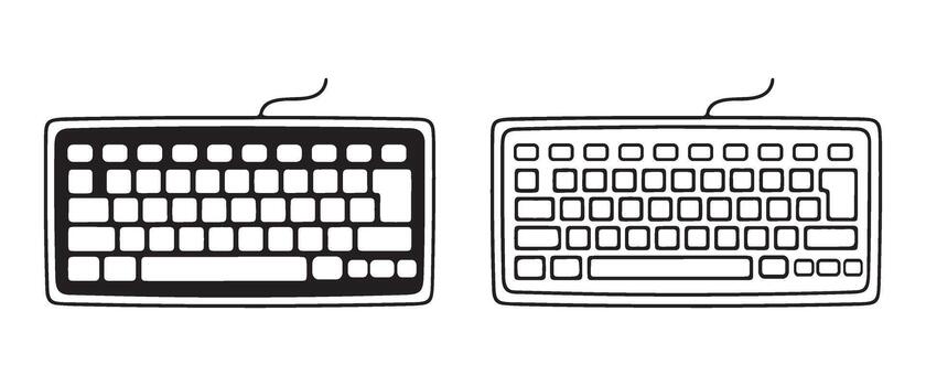negro y blanco teclado ilustraciones para varios aplicaciones vector