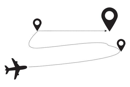 avión vuelo ruta visualización conectando múltiple viaje destinos vector